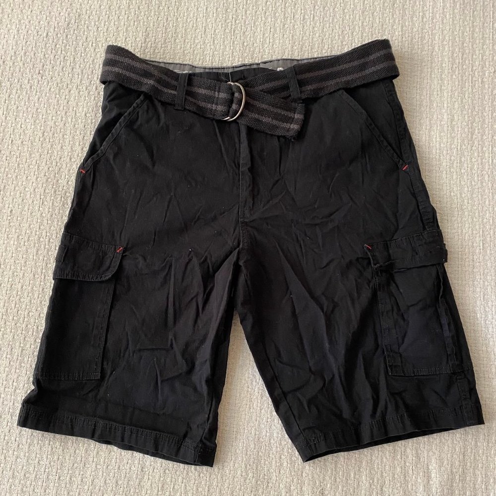 Men's Relaxed Fit Camouflage Outdoor Multi-Pocket Cotton Belted Casual Bermuda